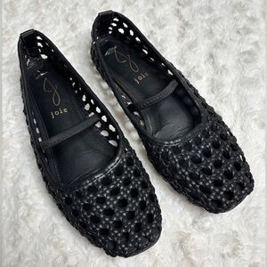 Joie Black Woven Basket Weave Mary Jane Flats 7.5